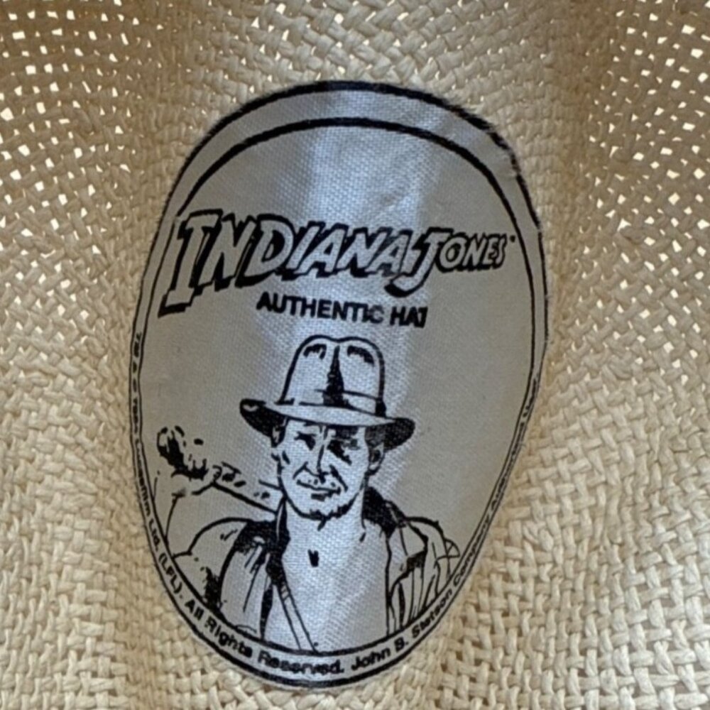 Indiana Jones Authentic Straw Fedora Hat With Brown Band Size Large - Picture 5 of 9